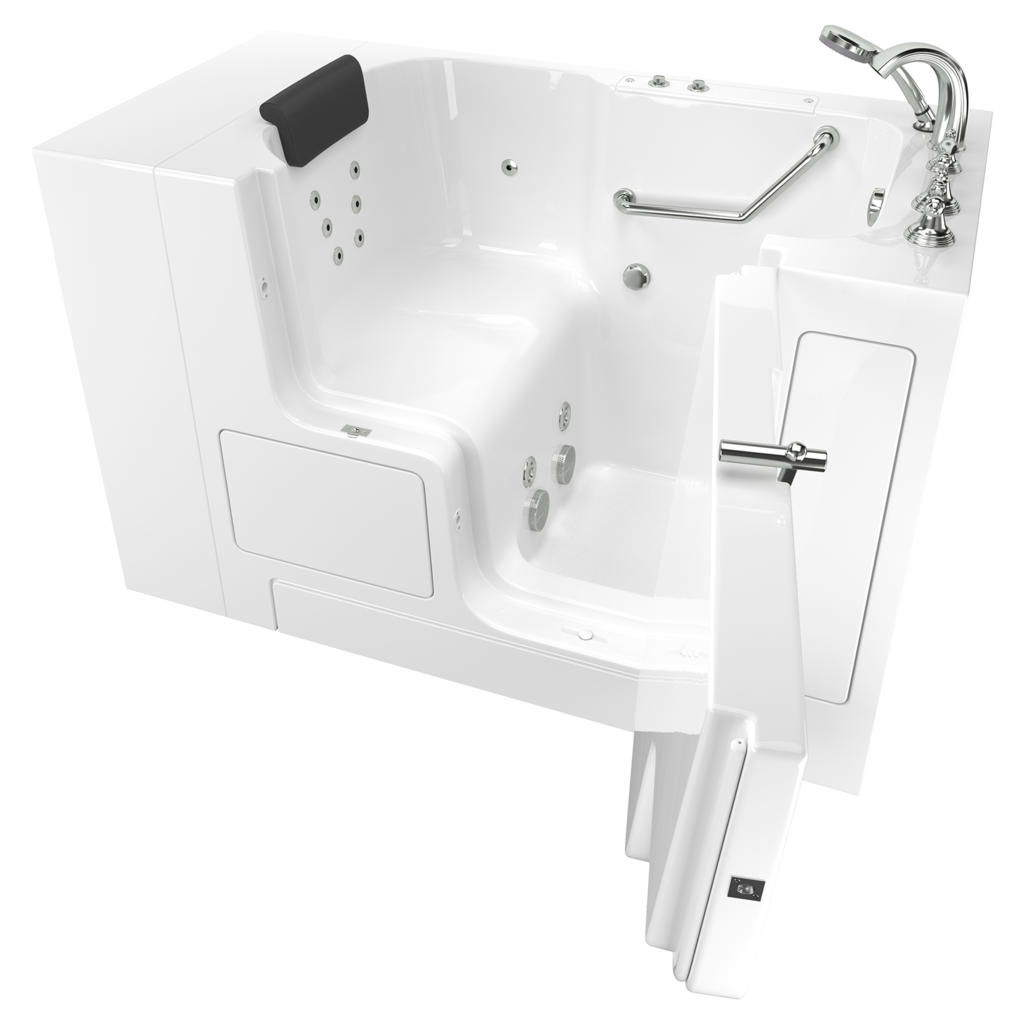 Gelcoat Premium Series 32 x 52-Inch Walk-in Tub With Whirlpool System - Right-Hand Drain With Faucet